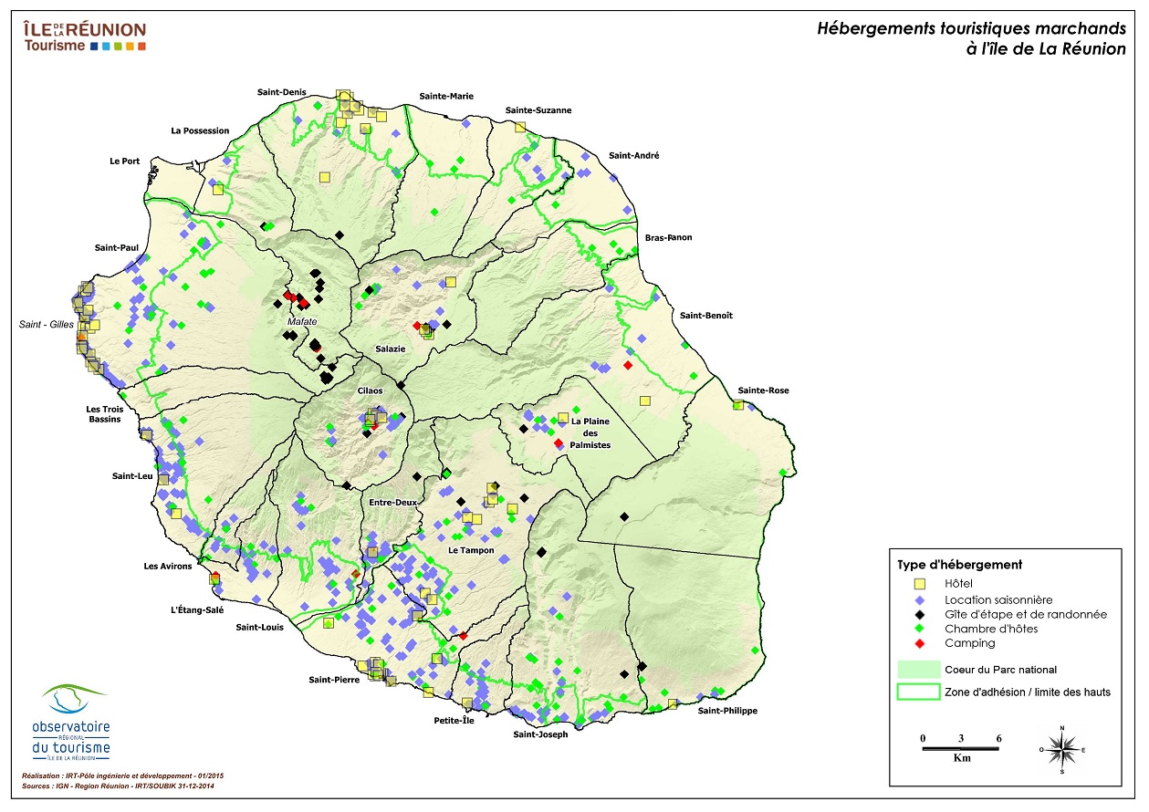 Cartographie des hébergements touristiques de La Réunion